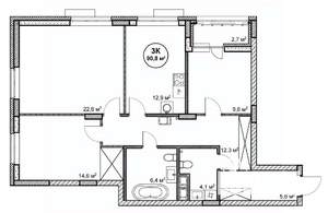 3-к квартира, строящийся дом, 91м2, 5/14 этаж
