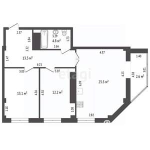 2-к квартира, вторичка, 73м2, 13/17 этаж