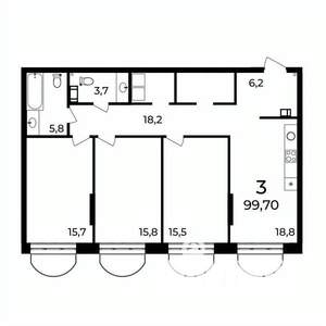 3-к квартира, вторичка, 100м2, 2/9 этаж