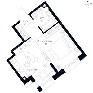 Студия квартира, вторичка, 33м2, 1/20 этаж
