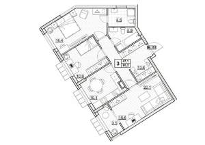 3-к квартира, вторичка, 80м2, 18/24 этаж