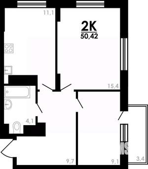 2-к квартира, вторичка, 50м2, 24/25 этаж