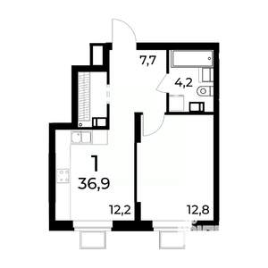 1-к квартира, вторичка, 37м2, 3/15 этаж