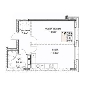 Студия квартира, вторичка, 51м2, 4/9 этаж