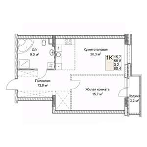 Студия квартира, вторичка, 60м2, 2/9 этаж