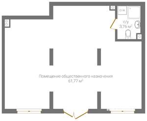 Студия квартира, вторичка, 66м2, 1/19 этаж