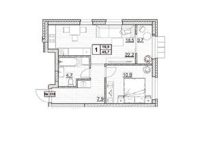 1-к квартира, вторичка, 46м2, 15/24 этаж