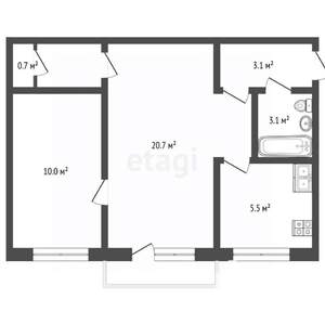 3-к квартира, вторичка, 56м2, 5/5 этаж