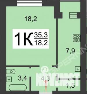 1-к квартира, вторичка, 35м2, 9/9 этаж