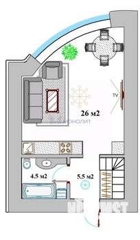 1-к квартира, вторичка, 38м2, 5/5 этаж