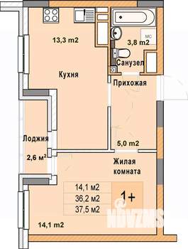 1-к квартира, вторичка, 38м2, 17/25 этаж