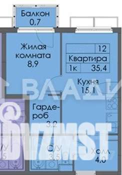 1-к квартира, вторичка, 35м2, 11/25 этаж