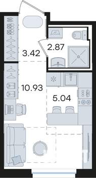Студия квартира, вторичка, 22м2, 1/9 этаж