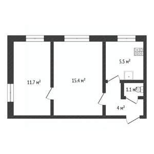 2-к квартира, вторичка, 38м2, 2/2 этаж