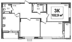 3-к квартира, строящийся дом, 103м2, 11/17 этаж