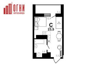 Студия квартира, строящийся дом, 24м2, 18/25 этаж