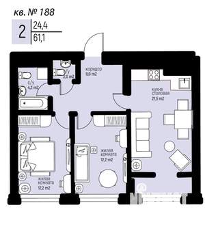 2-к квартира, вторичка, 61м2, 18/25 этаж