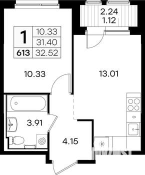 1-к квартира, вторичка, 33м2, 2/9 этаж