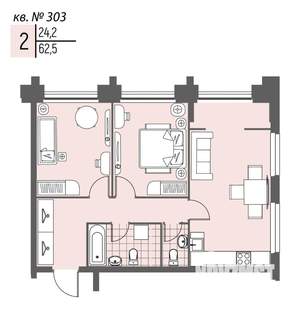 2-к квартира, вторичка, 63м2, 7/20 этаж