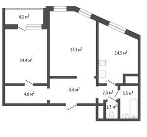 2-к квартира, вторичка, 64м2, 2/17 этаж