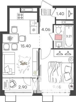 1-к квартира, вторичка, 37м2, 3/17 этаж