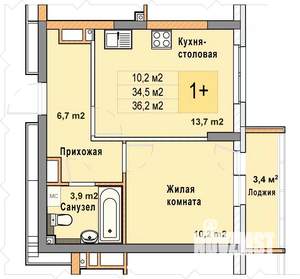 1-к квартира, вторичка, 36м2, 9/25 этаж
