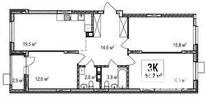 3-к квартира, строящийся дом, 88м2, 2/18 этаж