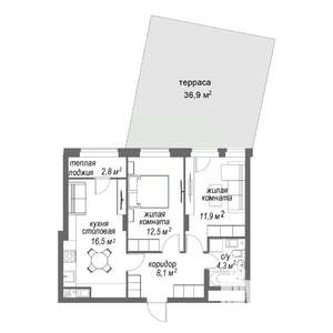 2-к квартира, строящийся дом, 93м2, 2/9 этаж