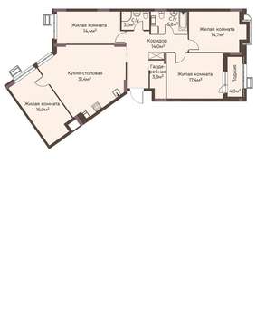 4-к квартира, строящийся дом, 122м2, 4/12 этаж