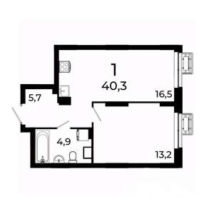 1-к квартира, вторичка, 40м2, 17/19 этаж