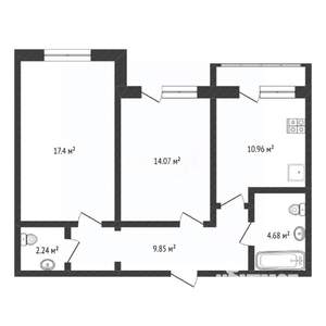 2-к квартира, вторичка, 59м2, 1/9 этаж
