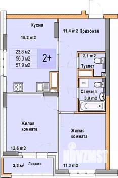 2-к квартира, вторичка, 58м2, 20/25 этаж