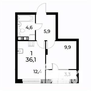 1-к квартира, сданный дом, 36м2, 7/8 этаж