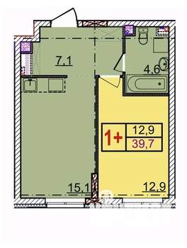 1-к квартира, строящийся дом, 40м2, 11/18 этаж