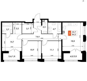 3-к квартира, вторичка, 84м2, 6/20 этаж