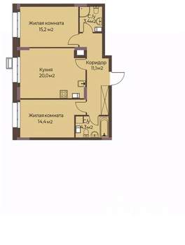 2-к квартира, строящийся дом, 69м2, 2/12 этаж