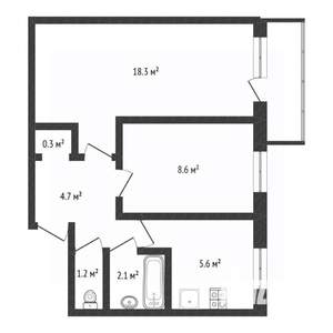 2-к квартира, вторичка, 41м2, 5/5 этаж