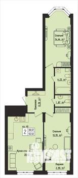 2-к квартира, вторичка, 66м2, 6/15 этаж