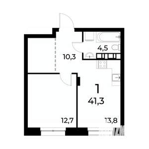 1-к квартира, вторичка, 41м2, 9/20 этаж