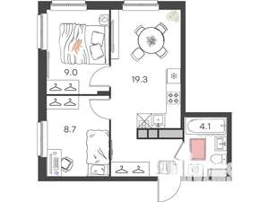 2-к квартира, вторичка, 41м2, 4/4 этаж