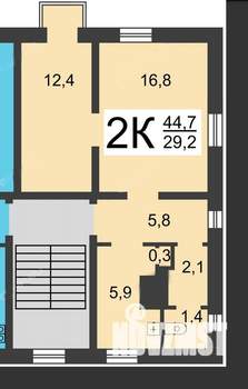 2-к квартира, вторичка, 45м2, 2/2 этаж