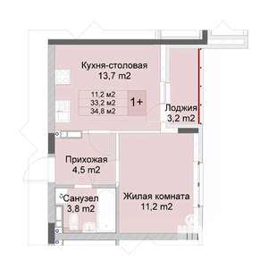 1-к квартира, вторичка, 35м2, 2/10 этаж