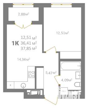 1-к квартира, вторичка, 38м2, 3/18 этаж