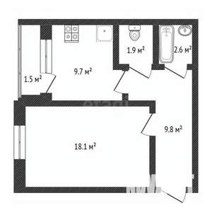 1-к квартира, вторичка, 42м2, 9/10 этаж