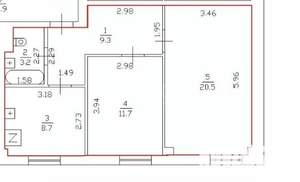 2-к квартира, вторичка, 53м2, 1/3 этаж