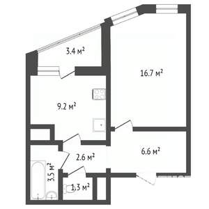 1-к квартира, вторичка, 39м2, 1/17 этаж