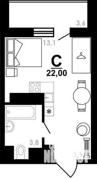 Студия квартира, вторичка, 22м2, 25/25 этаж