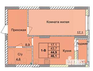 1-к квартира, вторичка, 45м2, 2/18 этаж