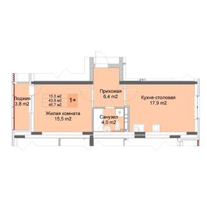 1-к квартира, вторичка, 46м2, 3/10 этаж