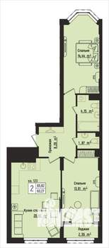 2-к квартира, вторичка, 66м2, 14/15 этаж